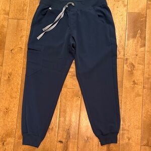 Figs Woman’s Deep Blue Joggers with Gray Drawstring